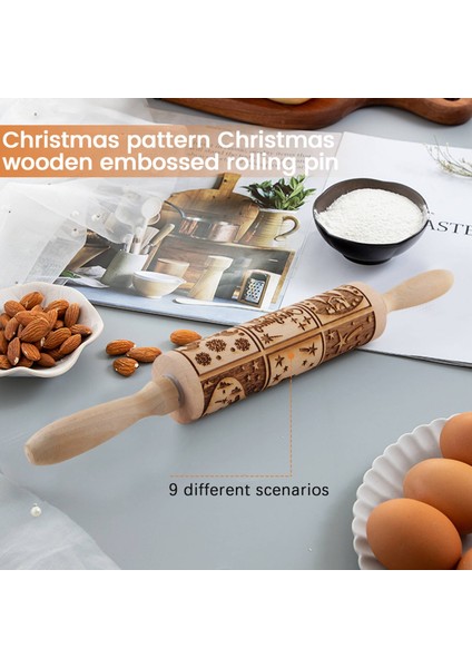 Isa'nın Doğuşu Desen Noel Noel Ahşap Kabartma Oklava Kabartmalı Pişirme Için 9 Farklı Sahne Ile (Yurt Dışından)