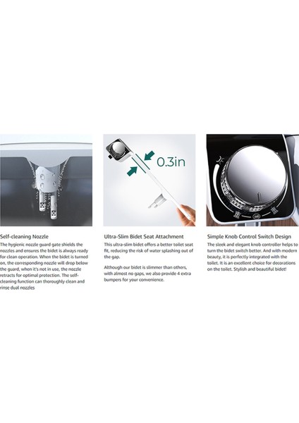 Bide Klozet Aparatı Ultra Ince Elektriksiz Kendi Kendini Temizleyen Çift Nozullu Soğuk Suyla Yıkama Avrupa (Yurt Dışından) indirimleri