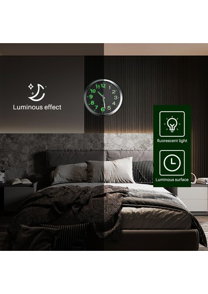 12 Inç Yuvarlak Işıklı Duvar Saati Karanlıkta Parlayan Geçmeyen Iç Mekan Dekoru - Gümüş (Yurt Dışından) fiyatları