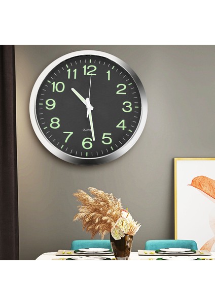 12 Inç Yuvarlak Işıklı Duvar Saati Karanlıkta Parlayan Geçmeyen Iç Mekan Dekoru - Gümüş (Yurt Dışından) modelleri