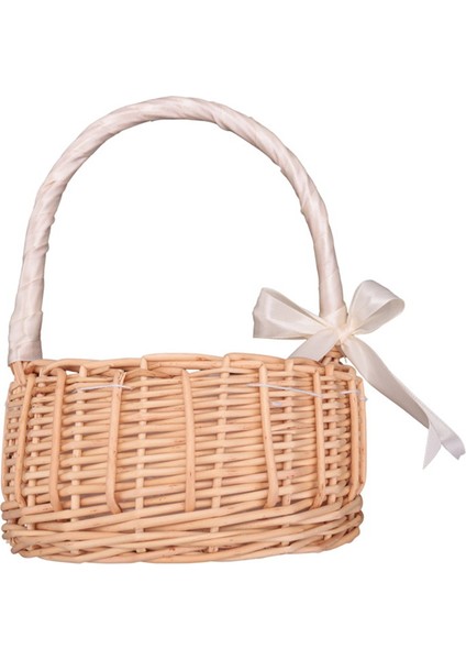 Hasır Dokuma, Saplı Ve Beyaz Kurdeleli, Düğün Çiçek Kız Sepetleri, Ev Bahçe Dekorasyonu Için (Yurt Dışından) fiyatları