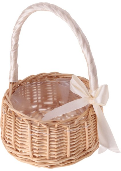 Hasır Dokuma, Saplı Ve Beyaz Kurdeleli, Düğün Çiçek Kız Sepetleri, Ev Bahçe Dekorasyonu Için (Yurt Dışından) modelleri