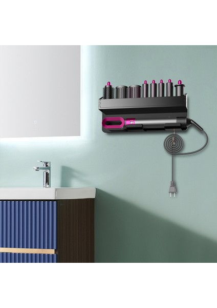 Saç Kurutma Makinesi Tutucu Duvara Monte Depolama Rafı Banyo Rafı Saç Kurutma Makinesi Evrensel Siyah (Yurt Dışından) fırsatları