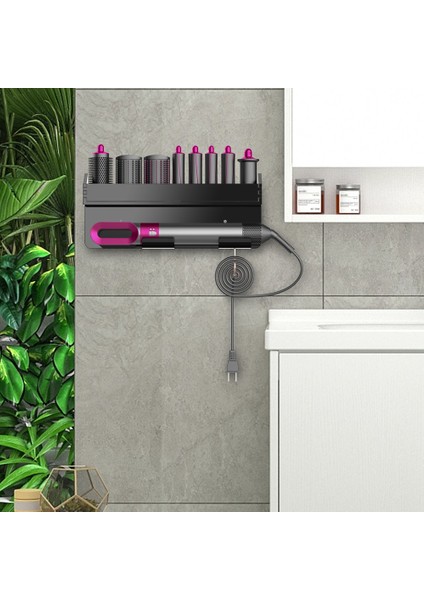 Saç Kurutma Makinesi Tutucu Duvara Monte Depolama Rafı Banyo Rafı Saç Kurutma Makinesi Evrensel Siyah (Yurt Dışından) indirimleri