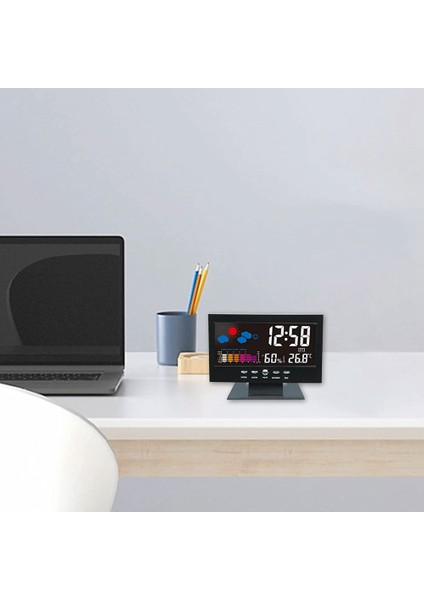 Sıcaklık Ve Nem Renkli Ekran Masa Saati, Kablosuz Hava Durumu Projeksiyonları Lcd Arkadan Aydınlatmalı Çalar Saat Sesi (Yurt Dışından)
