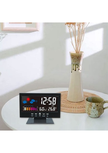Sıcaklık Ve Nem Renkli Ekran Masa Saati, Kablosuz Hava Durumu Projeksiyonları Lcd Arkadan Aydınlatmalı Çalar Saat Sesi (Yurt Dışından)