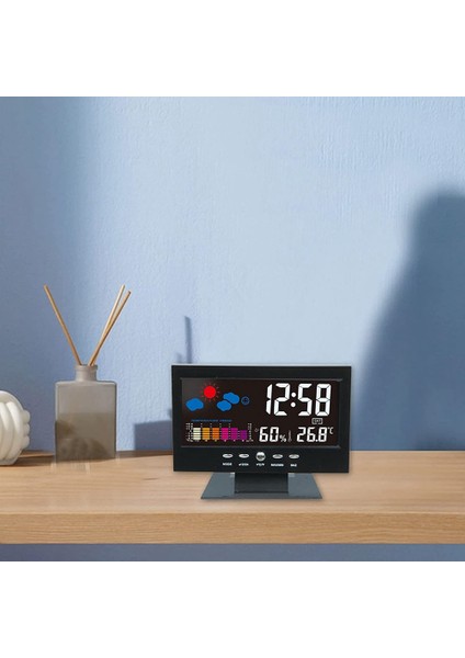 Sıcaklık Ve Nem Renkli Ekran Masa Saati, Kablosuz Hava Durumu Projeksiyonları Lcd Arkadan Aydınlatmalı Çalar Saat Sesi (Yurt Dışından)