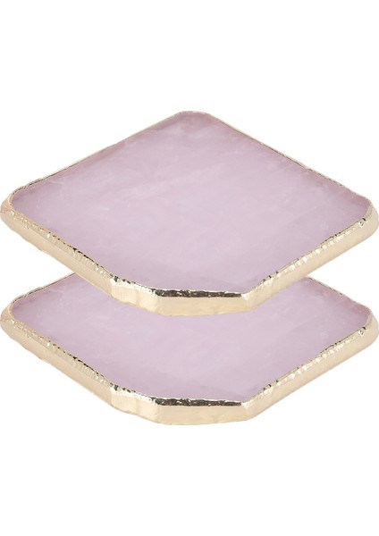 2 Adet Dilim Pembe Coaster Çay Fincanı Tepsi Dekoratif Tasarım Taş Coaster Altın Kenarları Ev Dekor Taş Coaster Doğal El Sanatları (Yurt Dışından)