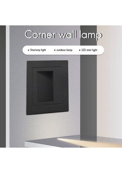 Led Duvar Lambası 3w Led Merdiven Işık Bağlantı Tablası Aydınlatma Lambası Gömme Gömülü Lamba Kapalı Merdiven Lambası Açık Koridor Su Geçirmez Merdiven Adım Işıkları Siyah (Yurt Dışından)