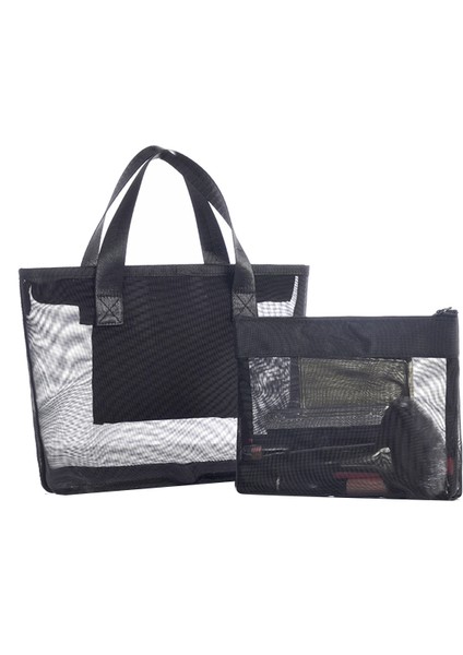 Yaz Plaj Çantası Havlu Için Örgü Dayanıklı Plaj Çantası Oyuncaklar Için Su Geçirmez Iç Cep Plaj Çantası (Yurt Dışından)