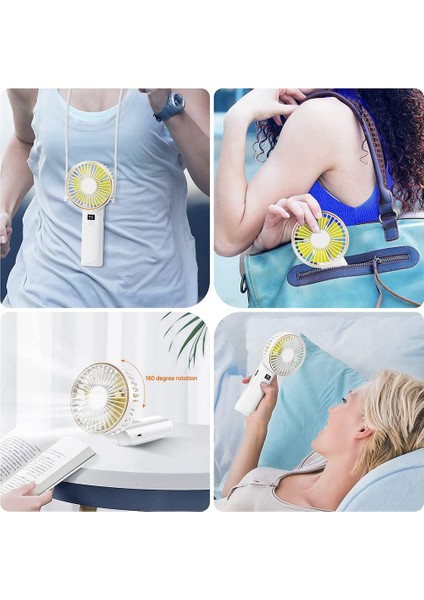 El Fanı, 3600mah Taşınabilir Fan Mini Fan, 6 Hız Ayarlanabilir, Küçük Kişisel Fan, Katlanabilir Mini Masa Fanı Beyaz (Yurt Dışından) fırsatları