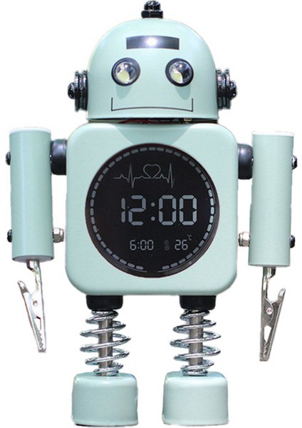 Sessiz Dijital Ekran Metal Robot Çalar Saat, Akıllı Öğrenci, Erkek, Kadın Ve Çocuk Yatak Odası Çalar Saat (Yurt Dışından)