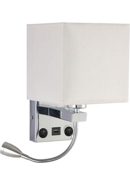 Modern Led Duvar Lambası Başucu Yatak Odası Aplik Aplik Anahtarı Ile Usb Iç Başlık Ev Otel Duvar Işıkları (Ampul Olmadan) (Yurt Dışından)