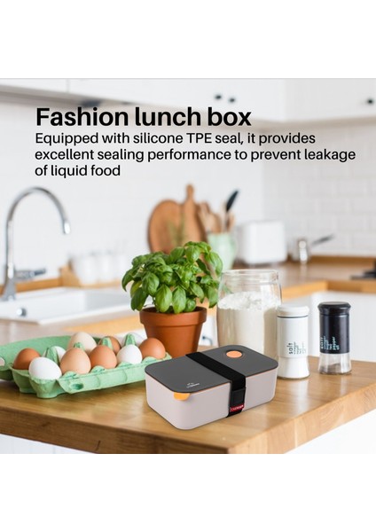 Öğle Yemeği Kutusu 1000ml, 2 Bölmeli, Çevre Dostu Ücretsiz Bento Kutusu, Hermetik Yemek Kutusu, Mikrodalga Ve Bulaşık Makinesinde Yıkanabilir (Turuncu) (Yurt Dışından) fiyatları