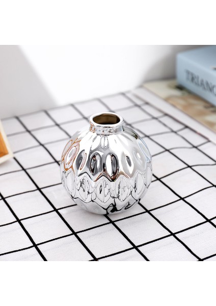 Seramik Küçük Vazo Küçük Çiçek Kabartmalı Balık Dudak Desen El Sanatları Ev Dekorasyonu (Gümüş) (Yurt Dışından) modelleri