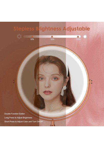 10x Led Ayna Şarj Edilebilir Makyaj Aynası, 3 Renk, Parlaklık Ayarlanabilir Büyütme Kozmetik Ayna 2 Yan-C (Yurt Dışından) fırsatları
