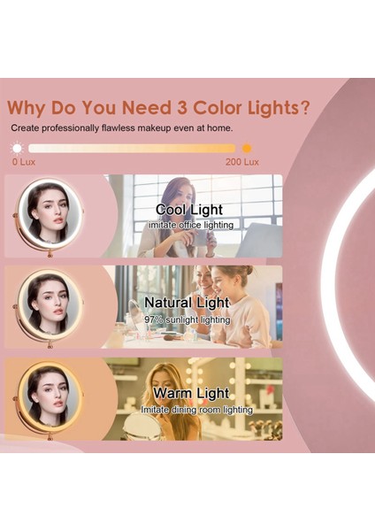 10x Led Ayna Şarj Edilebilir Makyaj Aynası, 3 Renk, Parlaklık Ayarlanabilir Büyütme Kozmetik Ayna 2 Yan-C (Yurt Dışından) indirimleri