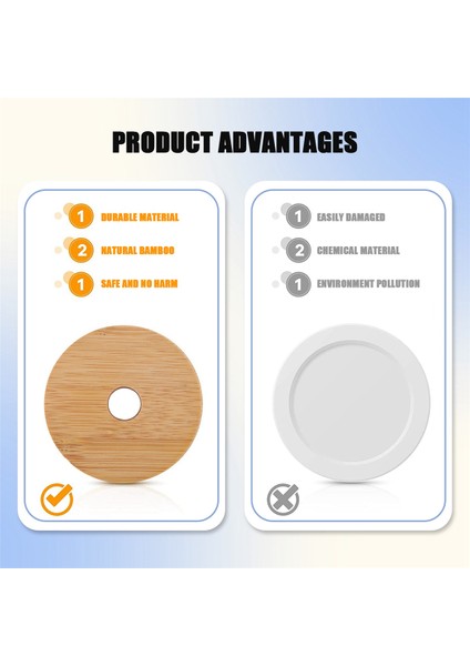 Bambu Kavanoz Kapakları Saman Delikli Yeniden Kullanılabilir Kavanoz Kapakları Sızdırmaz Cam Konserve Içme Saklama Kavanozları Konserve Kapakları 30 Adet (Yurt Dışından)