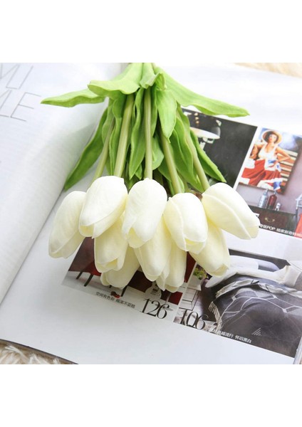 30 Adet Yapay Laleler Çiçekler Gerçek Dokunmatik Laleler Pu Lale Buketi Lateks Çiçek Beyaz Lale (Beyaz) (Yurt Dışından) modelleri