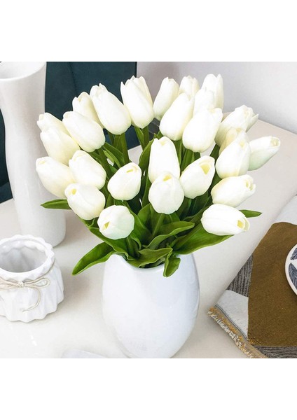 30 Adet Yapay Laleler Çiçekler Gerçek Dokunmatik Laleler Pu Lale Buketi Lateks Çiçek Beyaz Lale (Beyaz) (Yurt Dışından) fırsatları
