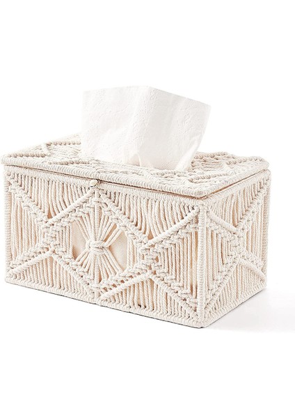 Doku Kutusu Kapağı Boho Dekor Dikdörtgen Kağıt Doku Tutucu Boncuk Toka Ile Makrome Peçete Dokular Organizatör Ev Dekor (Yurt Dışından)