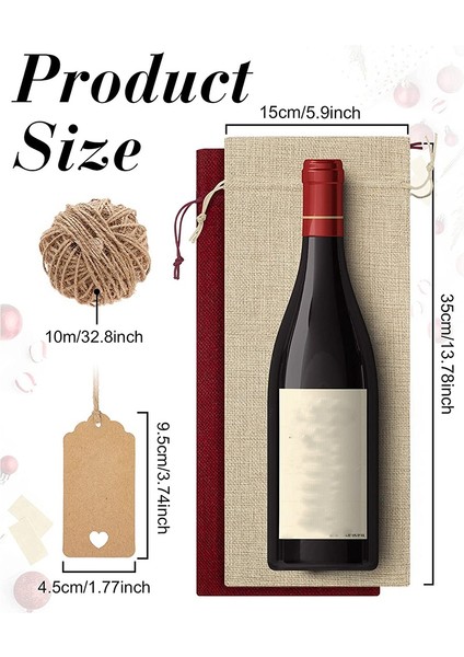 24 Adet Çuval Bezi Şarap Çantaları Çantalar, Ipli Şarap Şişesi Çantaları, Etiketler Ve Halatlar, Yeniden Kullanılabilir Şarap Şişesi Kapakları (Yurt Dışından) fiyatları