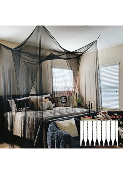 Yatak Gölgelik 4 Köşe Cibinlik Siyah Gölgelik Yatak Perdeleri Asılı Yatak Perdesi Çoğu Boyutu Için Yatak Boyutu 190x210x240 Cm (Yurt Dışından) fiyatları