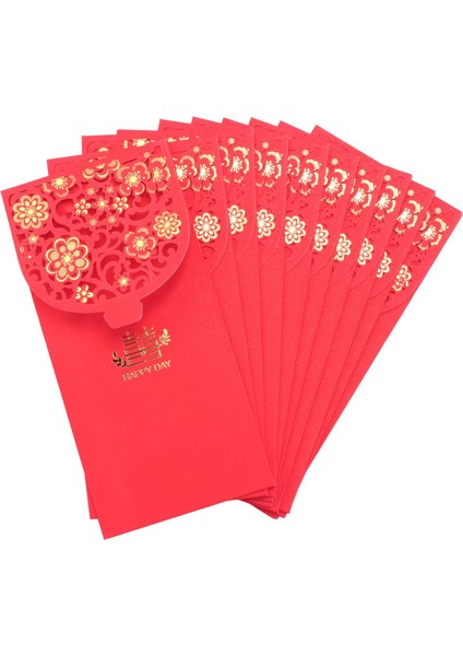 10 Adet Çin Kırmızı Zarflar Şanslı Para Zarfları Düğün Yeni Yıl Düğün Için Kırmızı Paket (7x3.4 In) (Yurt Dışından)