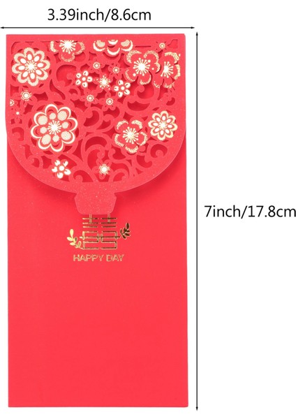 10 Adet Çin Kırmızı Zarflar Şanslı Para Zarfları Düğün Yeni Yıl Düğün Için Kırmızı Paket (7x3.4 In) (Yurt Dışından)