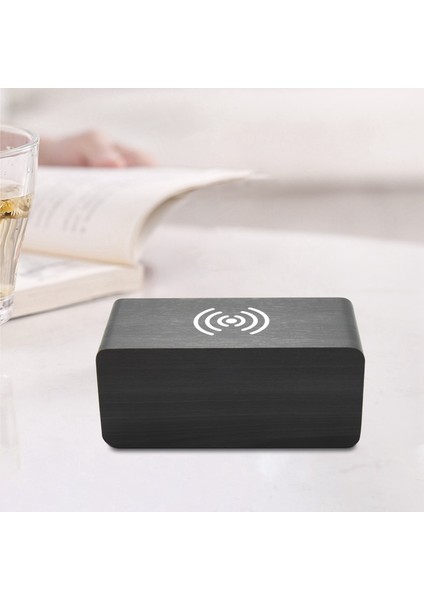 Ahşap Led Dijital Saat Ses Kontrolü Fonksiyonu, Saat Tarihi, Ofis Için Sıcaklık Göstergesi Ile Uyumlu Kablosuz Şarj Pedi Için Ahşap Çalar Saat - Siyah (Yurt Dışından) fiyatları