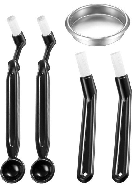 Kahve Makinesi Temizleme Seti, 4 Parça Kaşıklı Kahve Makinesi Fırçası Ve 1 Adet 58 Mm Paslanmaz Çelik Arkadan Yıkamalı Metal Espresso Makinesi Için Kör Filtre (Yurt Dışından)
