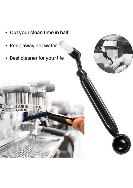 Kahve Makinesi Temizleme Seti, 4 Parça Kaşıklı Kahve Makinesi Fırçası Ve 1 Adet 58 Mm Paslanmaz Çelik Arkadan Yıkamalı Metal Espresso Makinesi Için Kör Filtre (Yurt Dışından)
