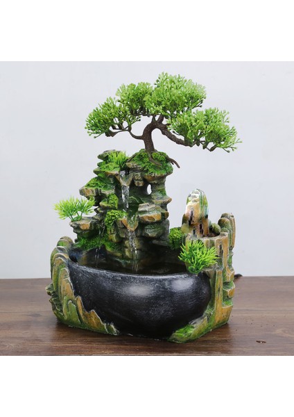 Ab Tak, Kapalı Simülasyon Reçine Döşeli Su Manzarası Feng Shui Su Çeşmesi Ev Masaüstü Dekorasyon El Sanatları (Yurt Dışından)