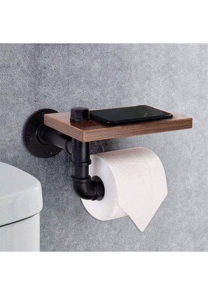 Rustik Endüstriyel Tuvalet Kağıdı Rulo Tutucu, Ev / Banyo Için Boru Yüzer Tutucu, Duvara Monte Raf, B (Yurt Dışından)