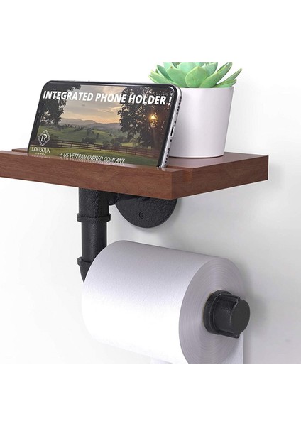 Rustik Endüstriyel Tuvalet Kağıdı Rulo Tutucu, Ev / Banyo Için Boru Yüzer Tutucu, Duvara Monte Raf, B (Yurt Dışından)