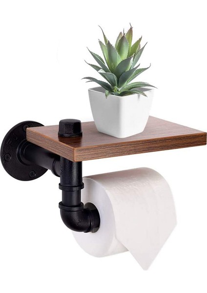 Rustik Endüstriyel Tuvalet Kağıdı Rulo Tutucu, Ev / Banyo Için Boru Yüzer Tutucu, Duvara Monte Raf, B (Yurt Dışından)
