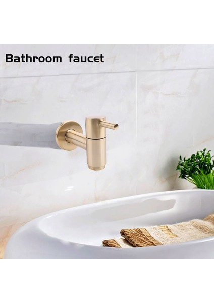 Fırçalanmış Altın Yuvarlak Bakır Duvara Monte Çamaşır Makinesi Musluğu Paspas Havuzu Dokunun Bahçe Açık Banyo Su Musluk (Yurt Dışından)