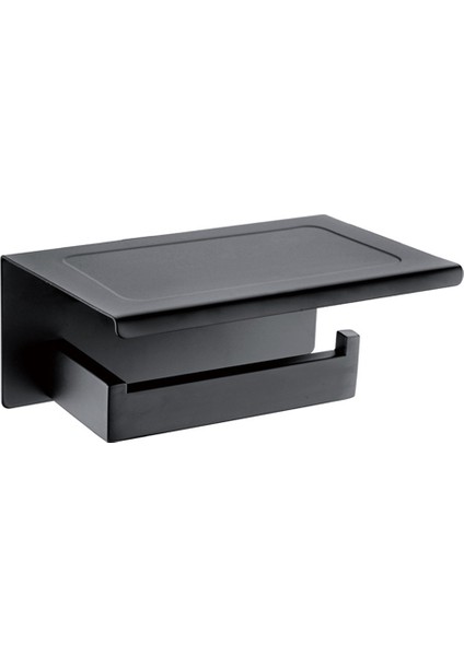 Delmesiz Alüminyum Tuvalet Kağıtlığı 18cm Raflı Siyah (Yurt Dışından)