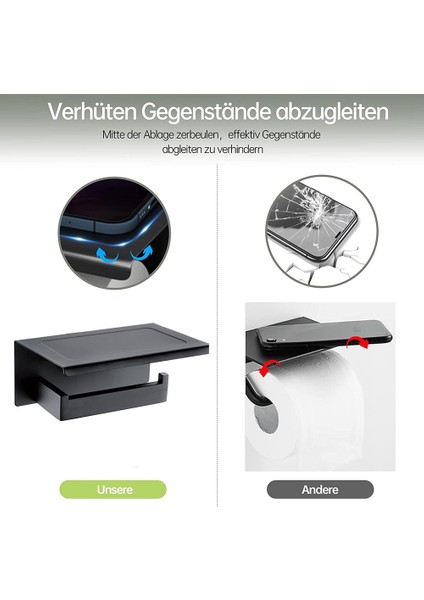 Delmesiz Alüminyum Tuvalet Kağıtlığı 18cm Raflı Siyah (Yurt Dışından) fiyatları