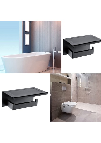Delmesiz Alüminyum Tuvalet Kağıtlığı 18cm Raflı Siyah (Yurt Dışından) modelleri