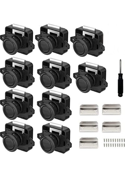 10'Lu Kilit Paketi, Metal Butonlu Kapı Kilitleri Mobilya Kilitleri Dolap Kilitleri Dolap Kilitleri Kapı Kilitleri, Siyah (Yurt Dışından)