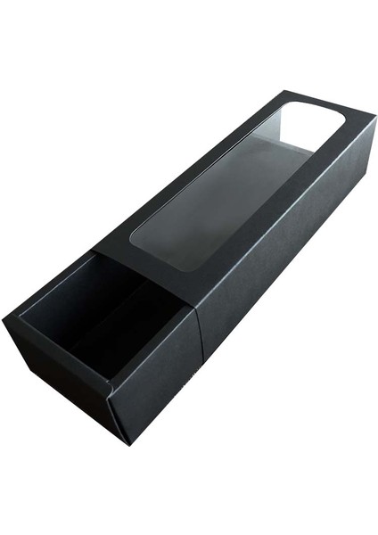 10 Adet Pvc Şerit Kraft Kağit Kutu Pencere Çekmece Kutusu Inek Haddeleme Bisküvi Jelatin Kek Hediye Kutusu (Siyah) (Yurt Dışından)