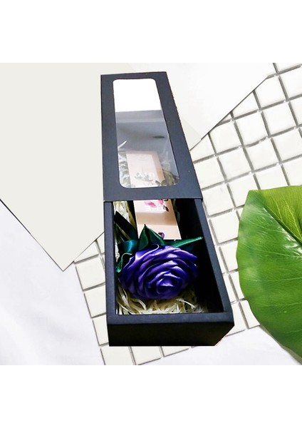 10 Adet Pvc Şerit Kraft Kağit Kutu Pencere Çekmece Kutusu Inek Haddeleme Bisküvi Jelatin Kek Hediye Kutusu (Siyah) (Yurt Dışından) modelleri