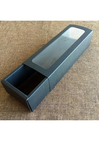 10 Adet Pvc Şerit Kraft Kağit Kutu Pencere Çekmece Kutusu Inek Haddeleme Bisküvi Jelatin Kek Hediye Kutusu (Siyah) (Yurt Dışından) indirimleri