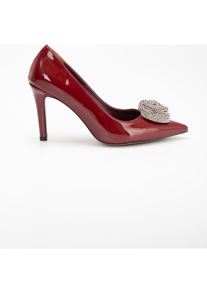 Rugan Ince Topuk Bordo Ten Kadın Stiletto modelleri