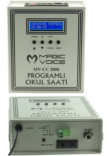 MV-CC2000 USB DUVAR TİPİ PROG AKILLI DIGITAL OKUL ZİL SAATİ (6 MELODİLİ)(ÇAN TAKILABİLİR)