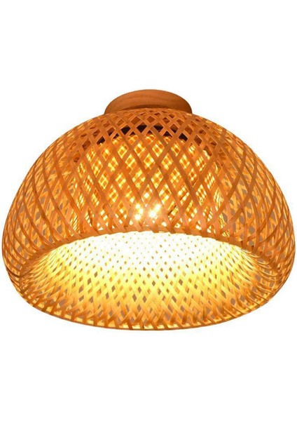 Bambu Hasır Rattan Aydınlatma Armatürü Gömme Montaj Asılı Tavan Lambası Oturma Odası Yatak Odası Yemek Odası Için, 30x18 Cm (Yurt Dışından)