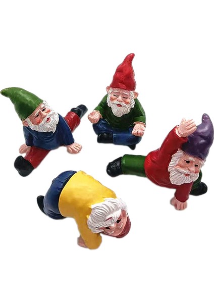 4 Adet Komik Bahçe Cüceleri, Yoga Cüce Bahçe Süsleri, Peri Bahçe Gnome Aksesuarları Minyatür Süslemeleri (Yurt Dışından)