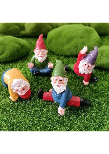4 Adet Komik Bahçe Cüceleri, Yoga Cüce Bahçe Süsleri, Peri Bahçe Gnome Aksesuarları Minyatür Süslemeleri (Yurt Dışından)