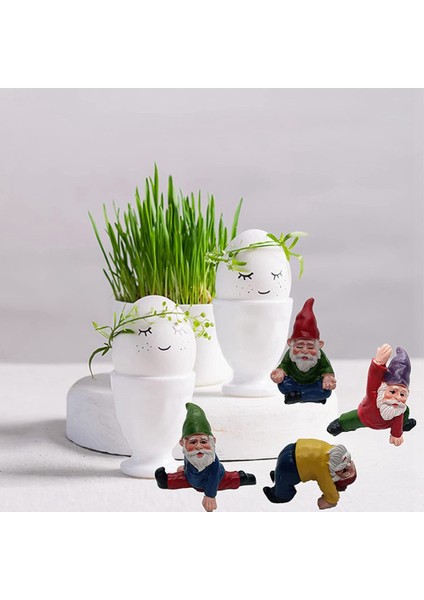 4 Adet Komik Bahçe Cüceleri, Yoga Cüce Bahçe Süsleri, Peri Bahçe Gnome Aksesuarları Minyatür Süslemeleri (Yurt Dışından)